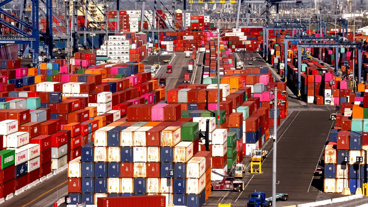 A stack of containers at the Port of Los Angeles