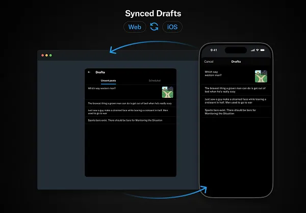 X synced drafts