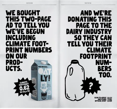 An Oatly print ad