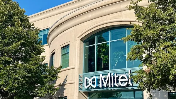 An exterior view of telecom company Mitel's office building in Ottawa, Canada.