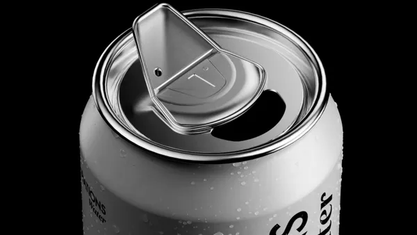 The top of an aluminum can has a device that allows reclosing.