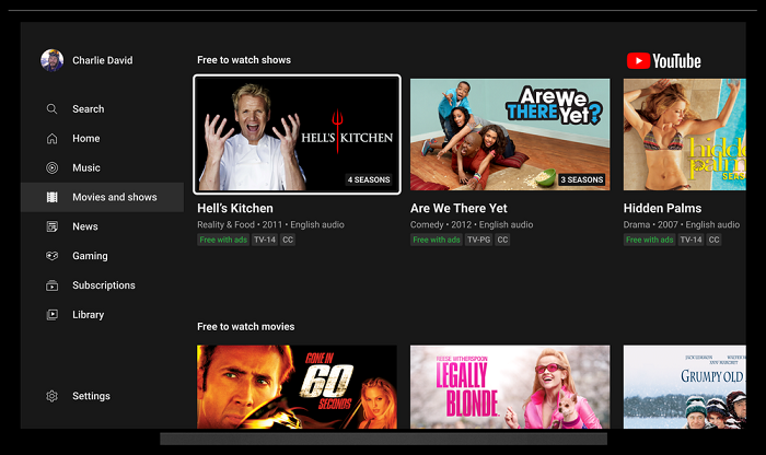 YouTube TV shows