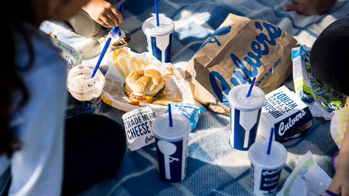 A display of food and drinks from a fast food joint.