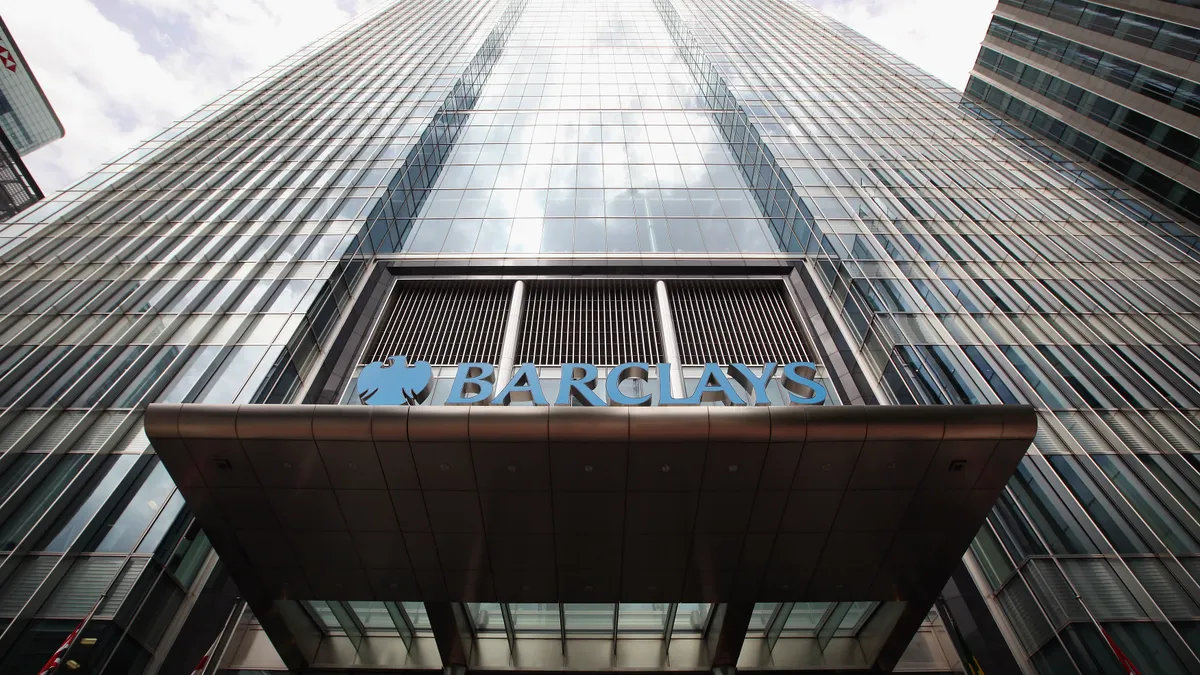 An exterior of the Barclays Bank headquarters