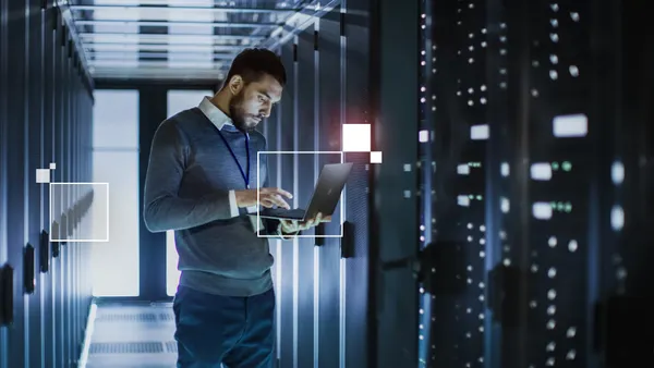 Person in big data center