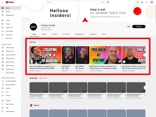 YouTube channel updates