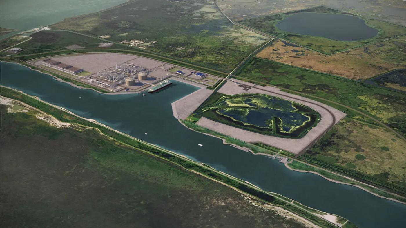 A rendering of a project from an aerial view.