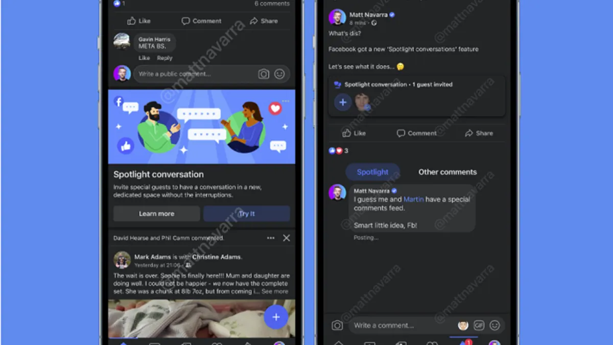Facebook Spotlight conversation