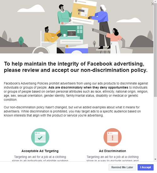 Facebook anti-discrimination opt in