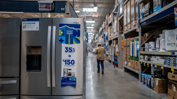 A 'Whirlpool' refrigerator on display at a Lowe's Home Improvement store