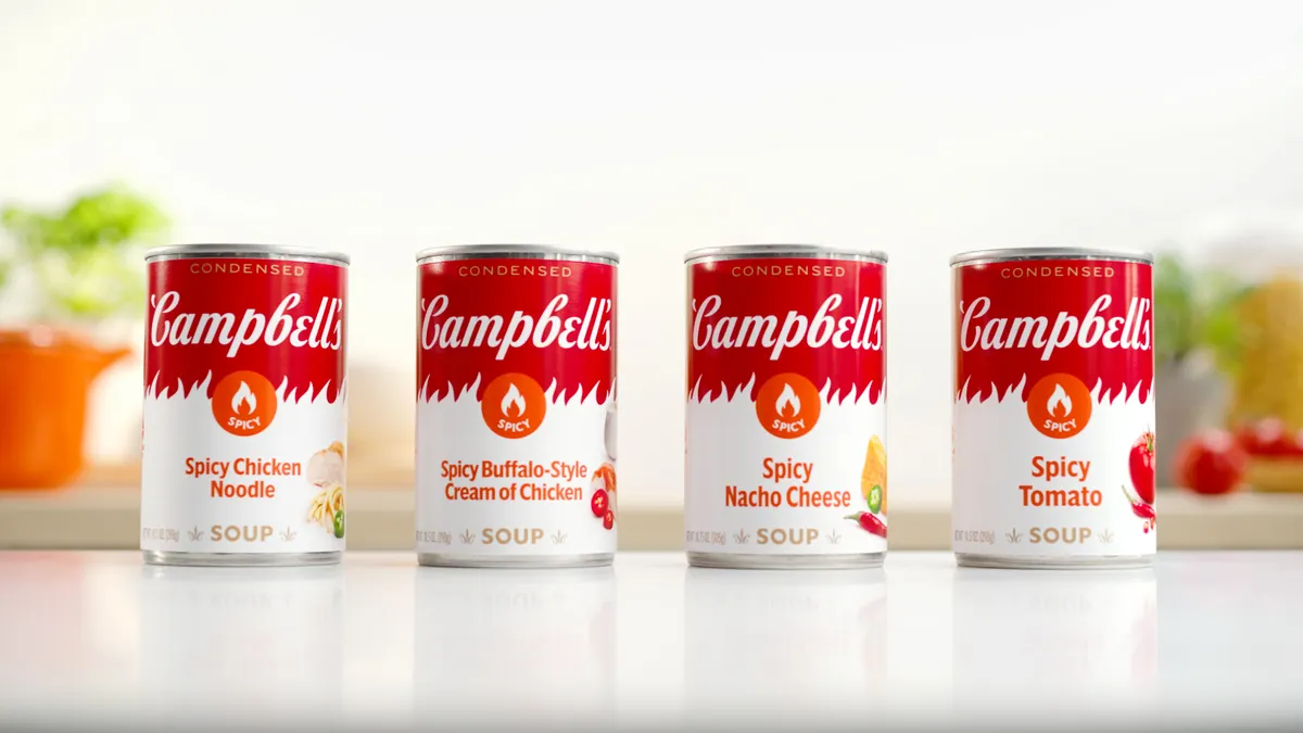 Campbell's spicy condensed cooking soups.