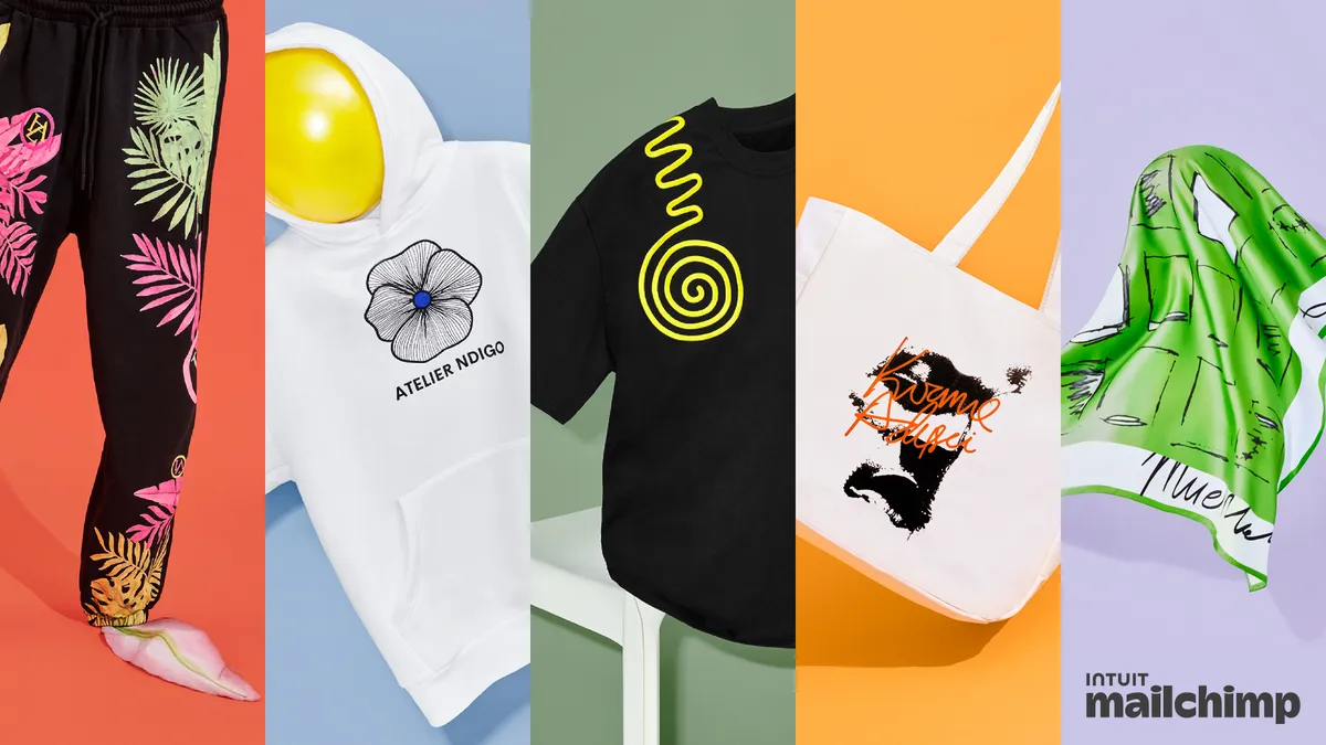 Five pieces of clothing from Mailchimp's NYFW capsule collection