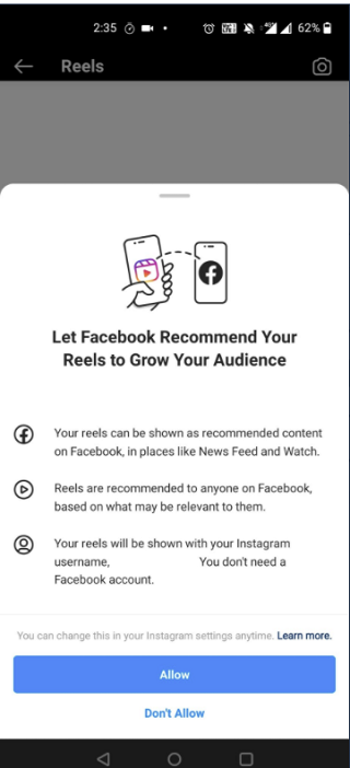 Reels to Facebook