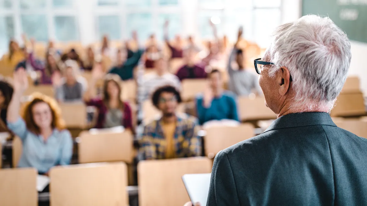 College professor teaching a class