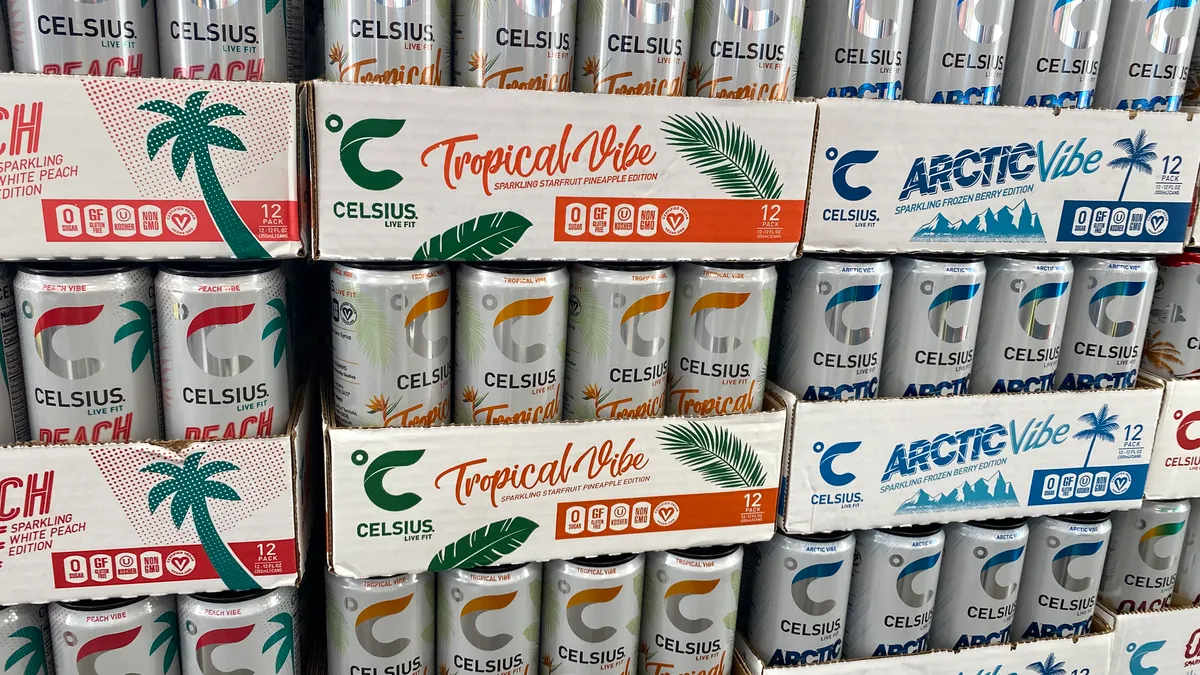 Celsius energy drinks at a convenience store in Boca Raton, Florida