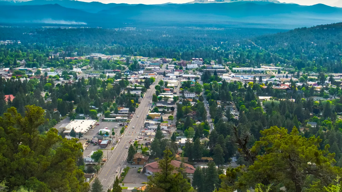 City of Bend, Oregon With Scenic Mountains in Distance