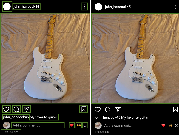 Instagram feed post UI
