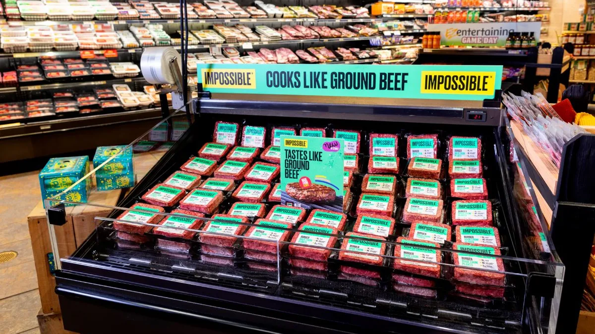 An Impossible Burger retail display at Wegmans