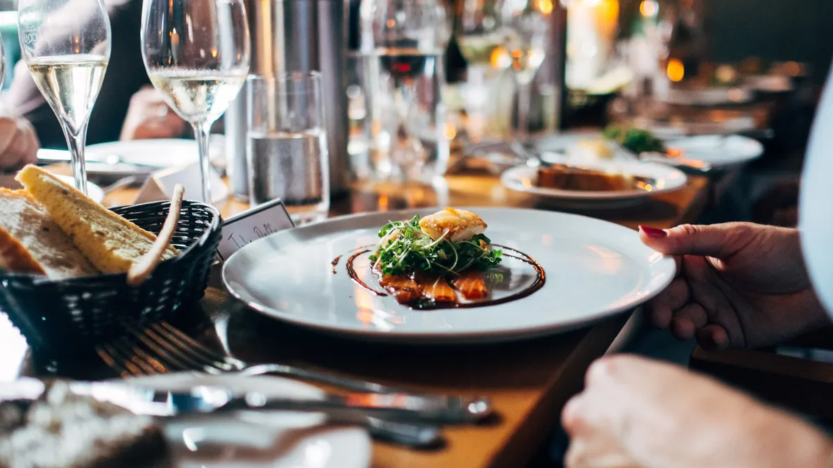 Restaurant plated food, interior