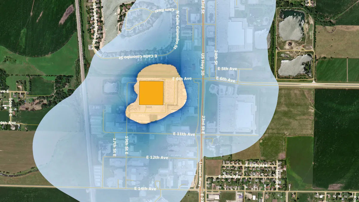 EPA map of cancer risk at Ethylene plant of Benton Dickson