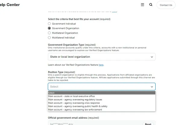 Twitter verification for Government