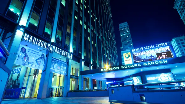 Madison Square Garden low angle night shot