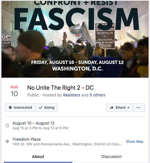 An example of a Facebook event organized by politically motivated groups