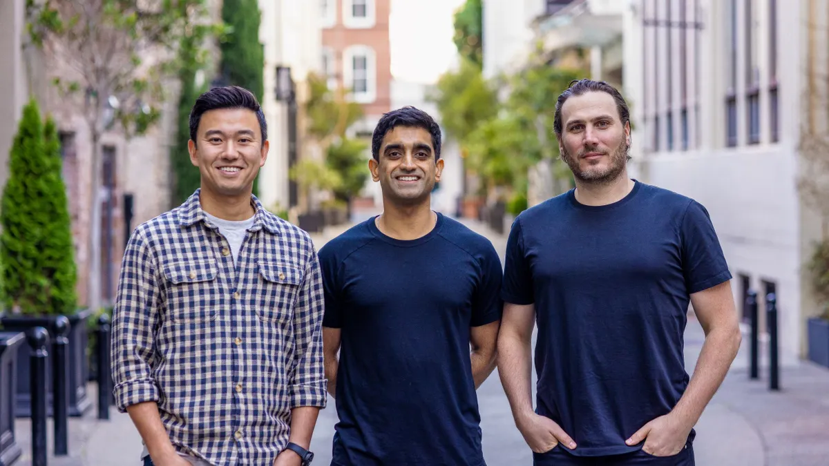 A photo of the three cofounders of VC firm Dimension