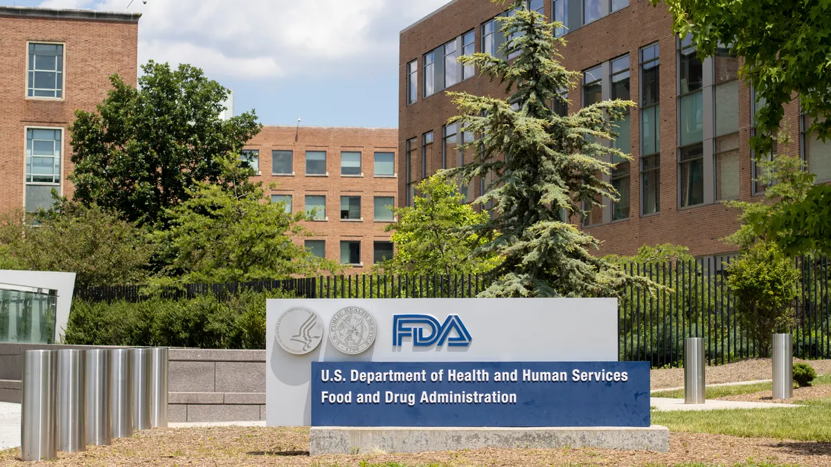 A sign for the FDA is shown in front of the headquarters building in Silver Spring, Maryland.