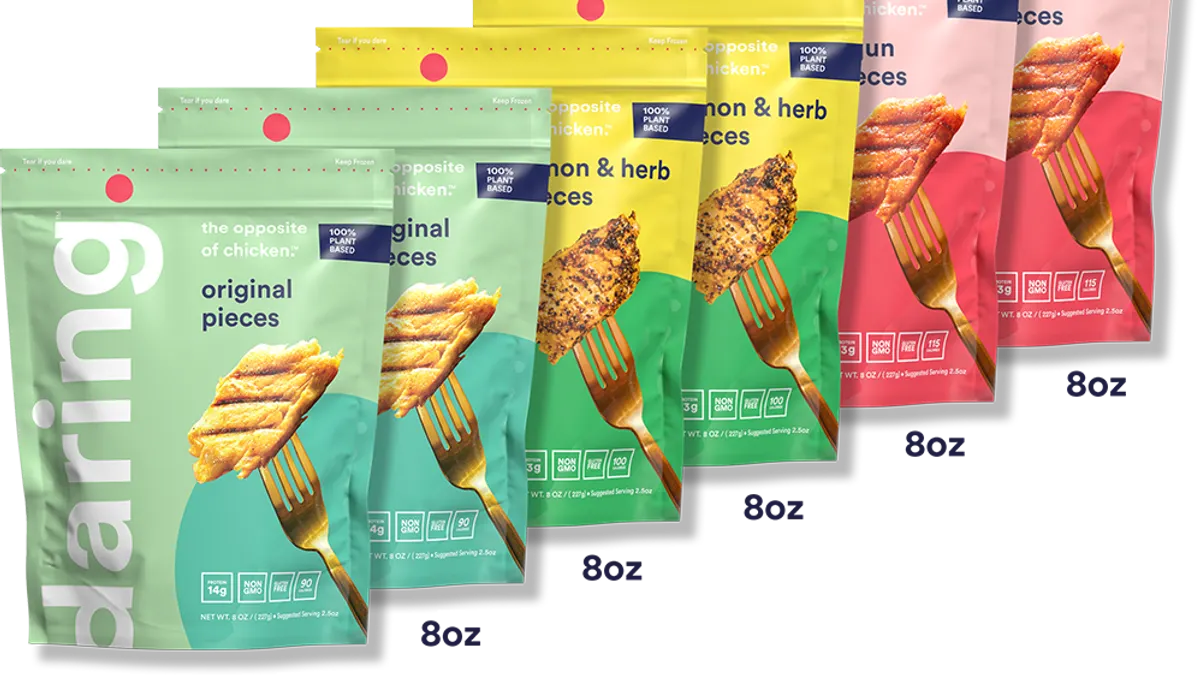 Daring, plant-based food, chicken