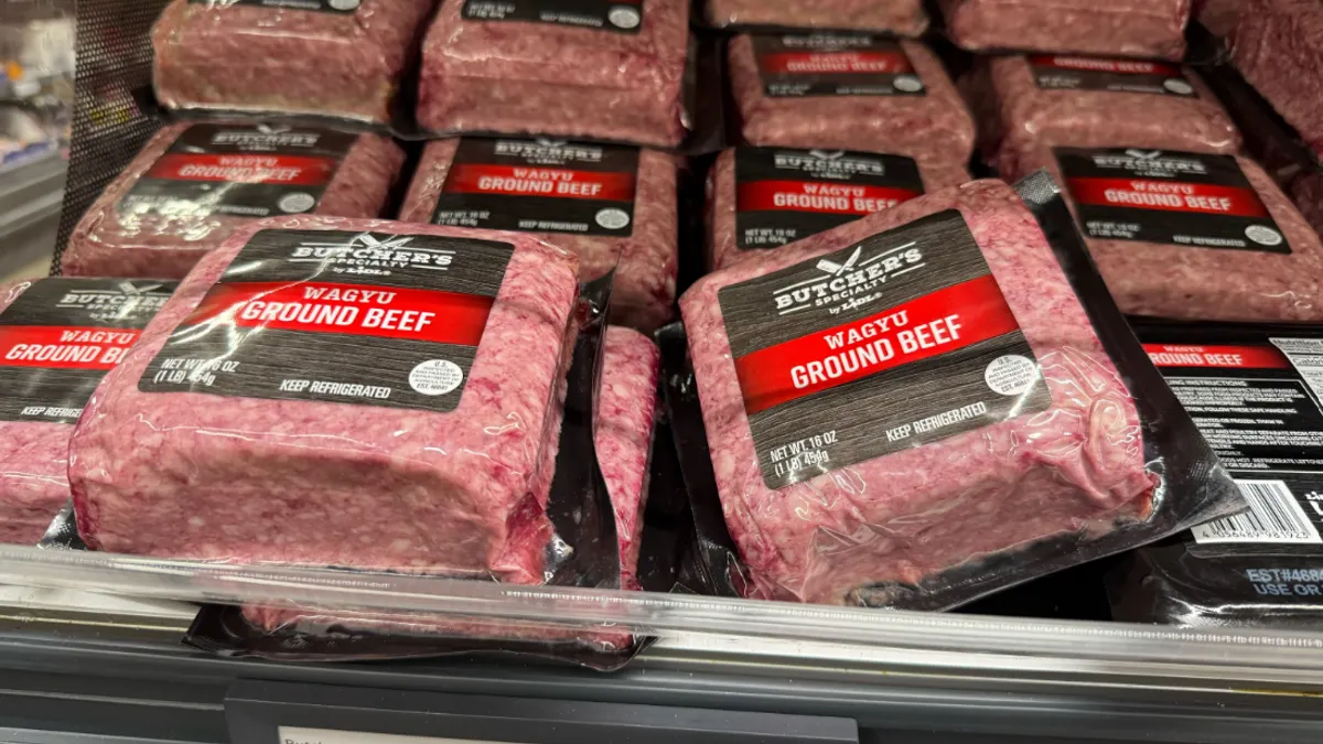 Packages of meat in a grocery store