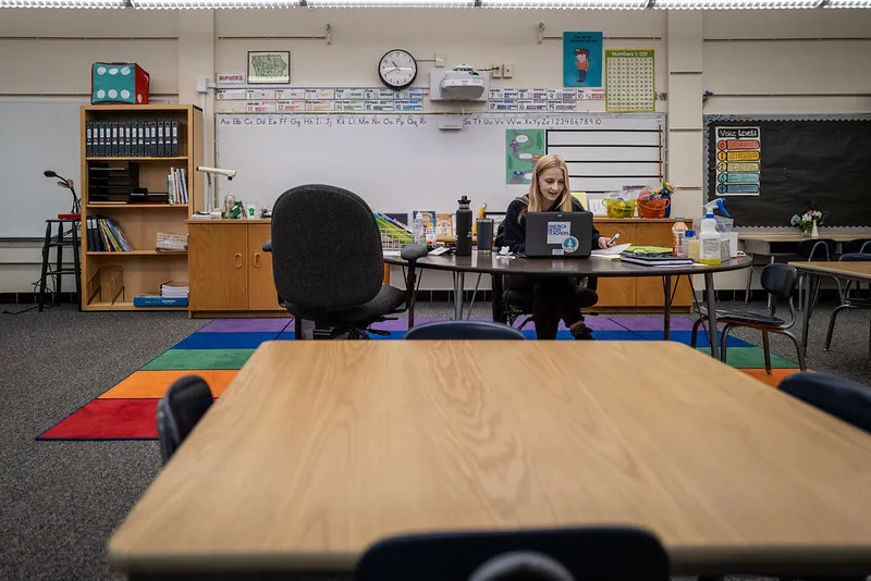 Phil Roeder stopped by a couple of schools in September 2020 as teachers were delivering virtual lessons to students from their real classrooms.