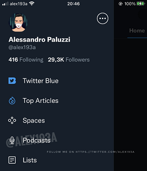 Twitter podcast tab