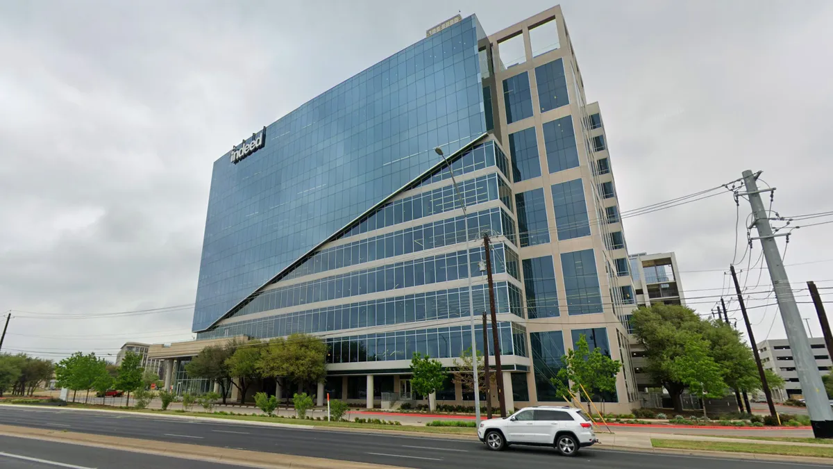 An exterior shot of an Indeed office building.