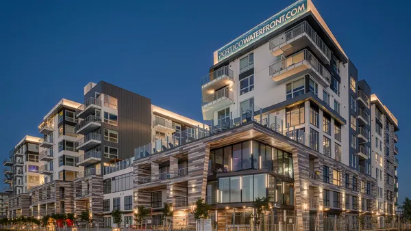 Modern, multi-level apartment building