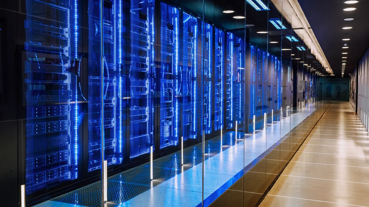 an interior of a data center room