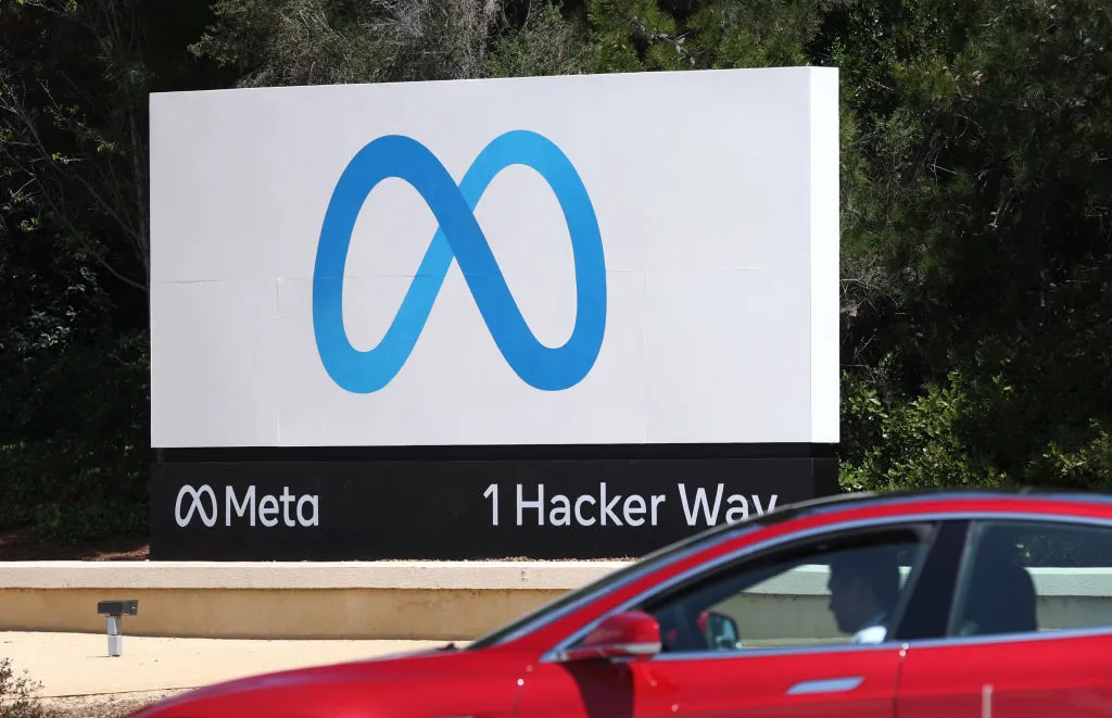 Meta's logo outside of the company's headquarters