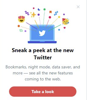 New Twitter desktop layout prompt