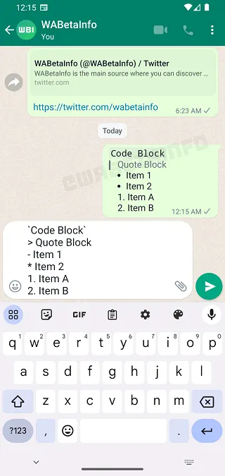 WhatsApp Text Formatting