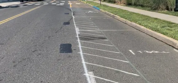 A temporary bike lane in Asbury Park, New Jersey.