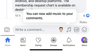 Facebook audio clips in comments