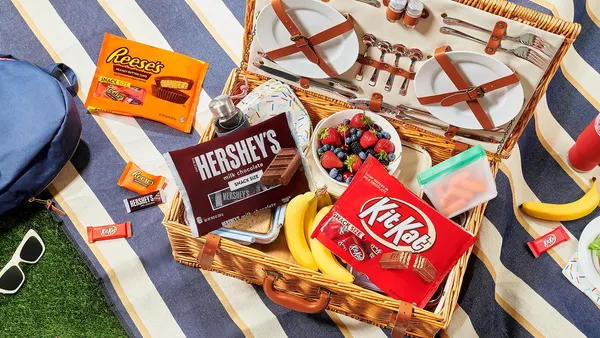A basket of Hershey products