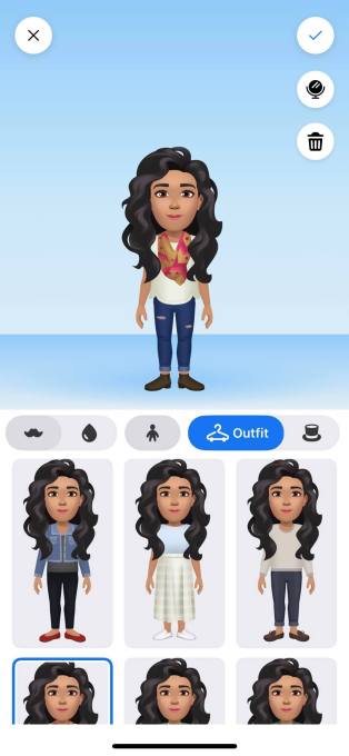 Facebook Avatar creation screen