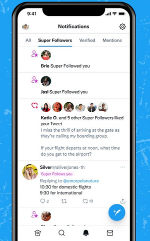 Twitter Super Follower notifications