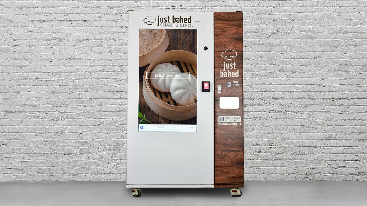 An image of a vending machine that serves bao buns, potstickers and bowls.