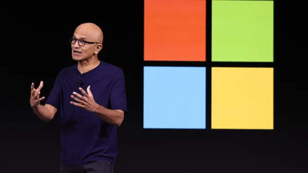 Microsoft CEO Satya Nadella speaks during the OpenAI DevDay event on November 06, 2023 in San Francisco, California.