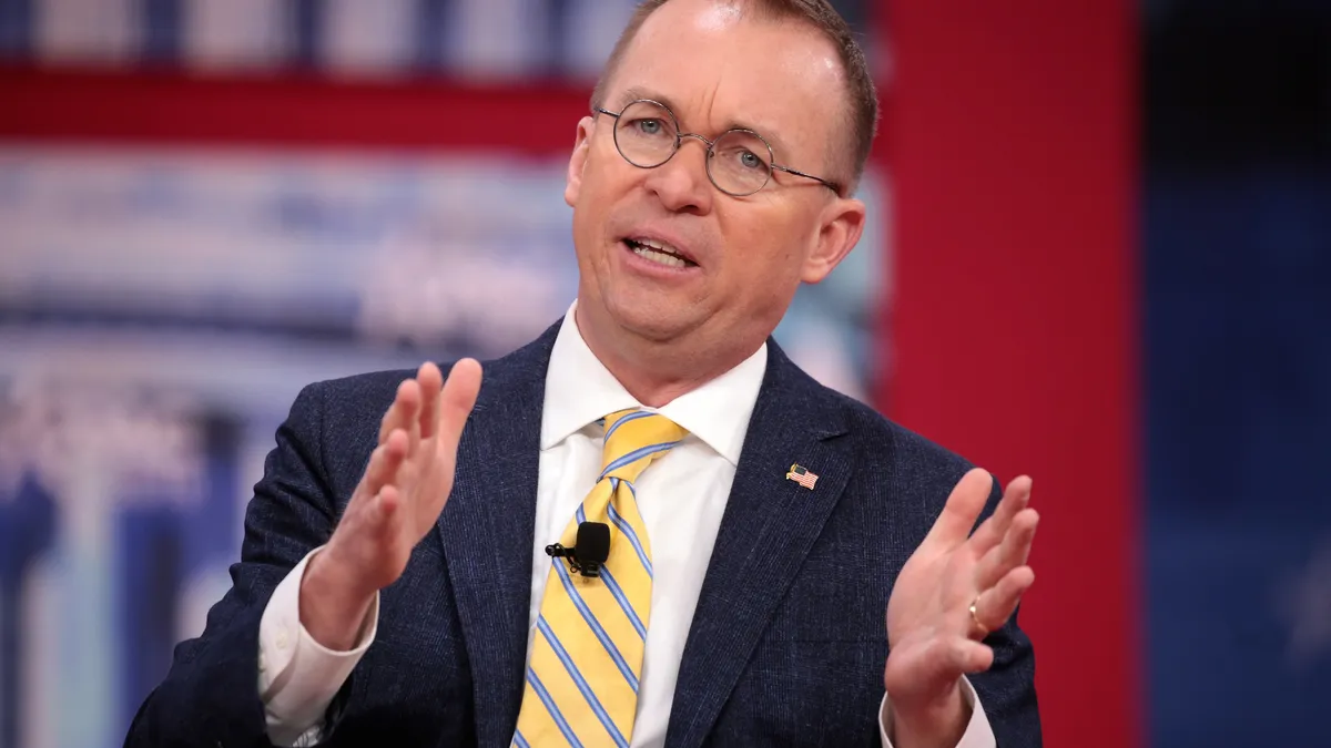 OMB Director and acting White Chief of Staff Mick Mulvaney speaking at the 2018 Conservative Political Action Conference (CPAC) in National Harbor, Maryland.