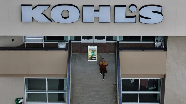 an aerial view of a customer walking into a Kohl's location