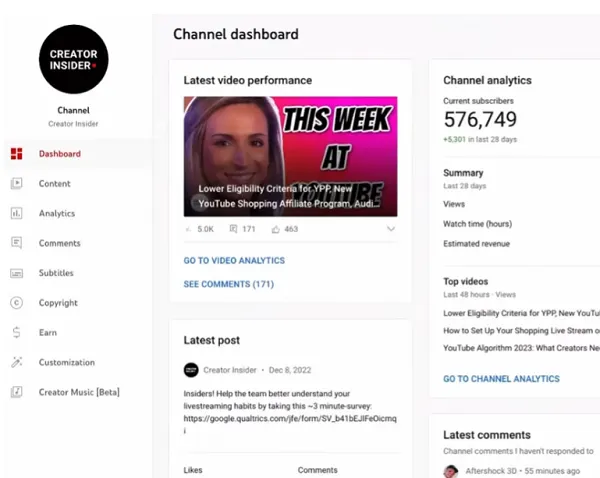 YouTube analytics update