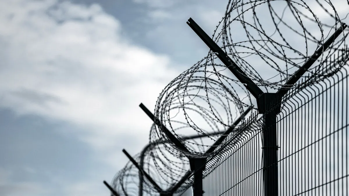 barbed wire fence at a prison